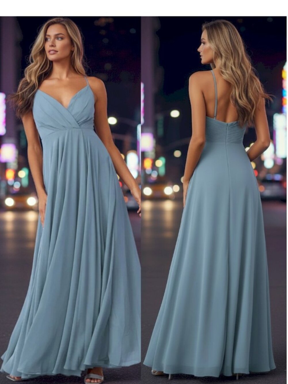 Lulus All About Love Slate Blue Maxi Dress Size Small NWOT - Picture 5 of 13